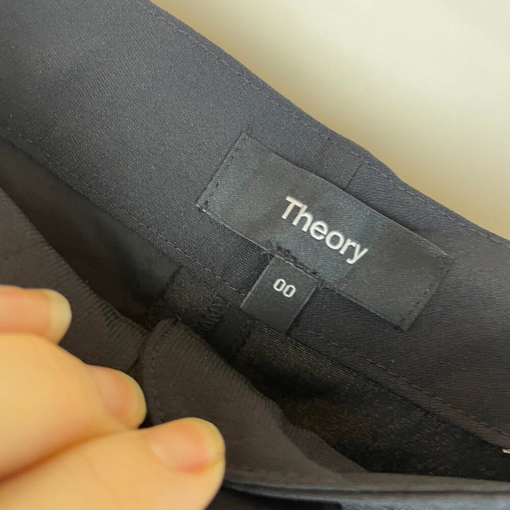 Theory flat front cargo straight leg black pants sz 00 - Picture 4 of 10